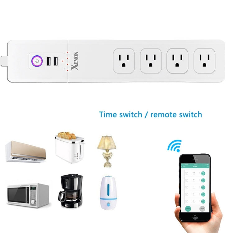 2 USB Ports + 4 US Jack Sockets Smart Power Socket with WiFi Remote Control Works with Alexa and Google Home, Cable Length: 1.5m, AC 110-240V, US Plug, 4xUSB + 3xUS Plug(US Plug)