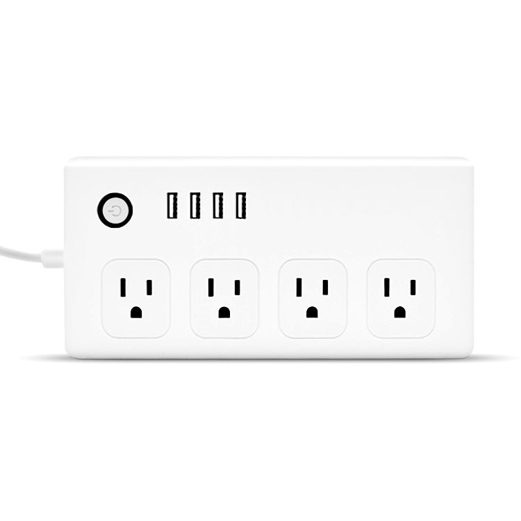 4 USB Ports + 4 US Jack Sockets Smart Power Socket with WiFi Remote Control Works with Alexa and Google Home, AC 110-240V, US Plug, 4xUSB + 4xUS Plug(US Plug)