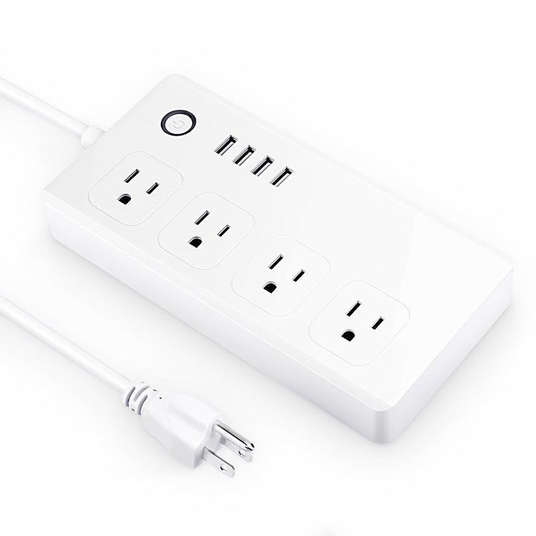 4 porte USB + 4 prese US Jack Presa di alimentazione intelligente con telecomando WiFi Funziona con Alexa e Google Home, CA 110-240 V, presa US, 4xUSB + 4xUS Plug(US Plug)