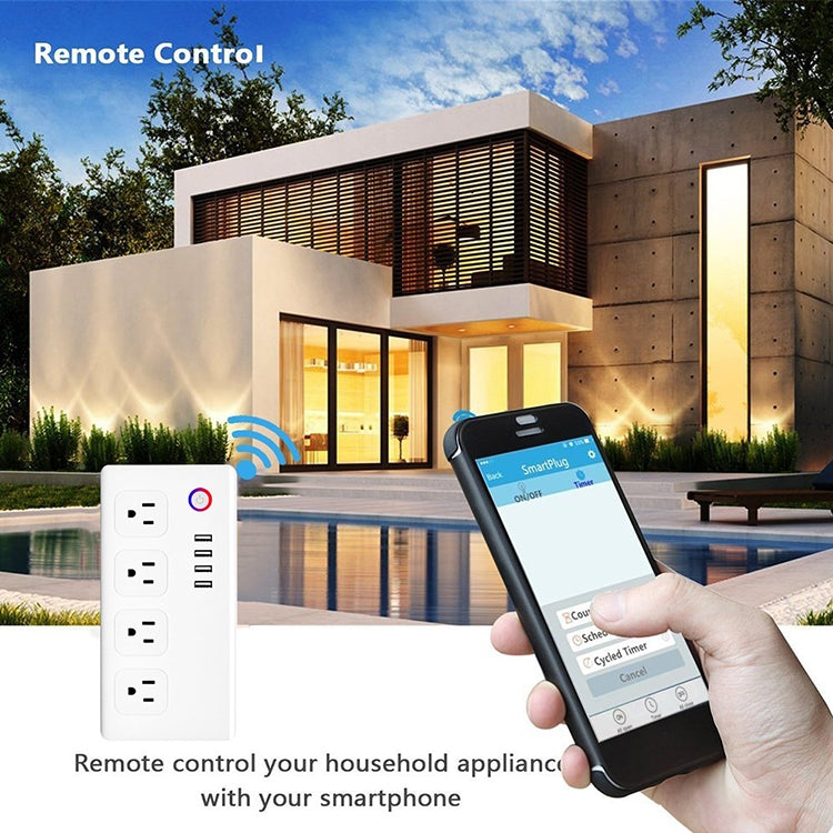 Presa multipla smart 4 prese US + 4 porte USB WiFi