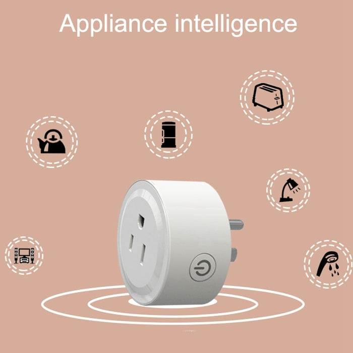 Mini spina WiFi intelligente 10A APP Temporizzazione del controllo remoto Controlla l'utilizzo dell'energia Presa intelligente Funziona con Alexa e Google Home, CA 110 V, spina americana, Round Shape