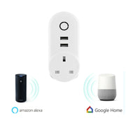 SA-002 2 porte USB + 1 presa EU Presa di corrente intelligente WiFi, compatibile con Alexa e Google Home, CA 110 V-230 V, UK Plug, US Plug