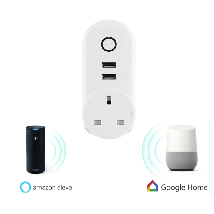 SA-002 2 porte USB + 1 presa EU Presa di corrente intelligente WiFi, compatibile con Alexa e Google Home, CA 110 V-230 V, EU Plug, UK Plug, US Plug