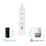 C198B 2 USB Ports + 3 US Outlets WiFi Smart Power Socket, Compatible with Alexa and Google Home, AC 110V-240V, US Plug, Black, White