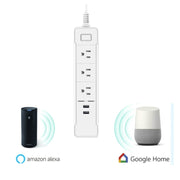 C198B 2 USB Ports + 3 US Outlets WiFi Smart Power Socket, Compatible with Alexa and Google Home, AC 110V-240V, US Plug, Black, White