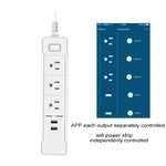 C198B 2 USB Ports + 3 US Outlets WiFi Smart Power Socket, Compatible with Alexa and Google Home, AC 110V-240V, US Plug, Black, White