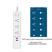 C198B 2 USB Ports + 3 US Outlets WiFi Smart Power Socket, Compatible with Alexa and Google Home, AC 110V-240V, US Plug, Black, White