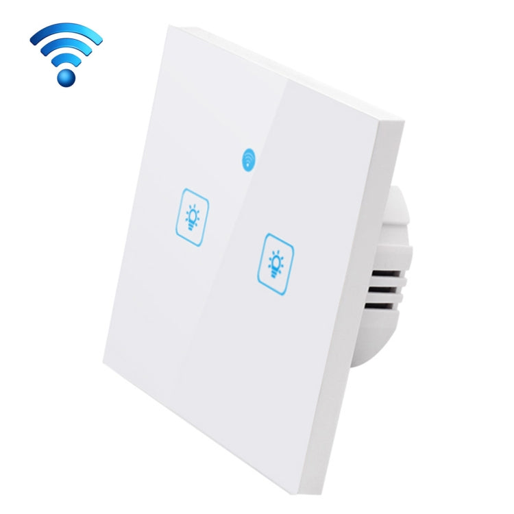 WS-EU-02 EWeLink APP and Touch Control 2A 2 Gang Tempered Glass Panel Smart Wall Switch AC 90V-250V EU Plug 2 Gangs