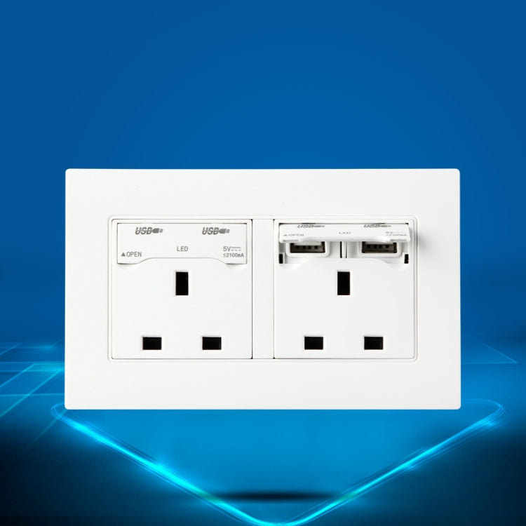 Three-hole USB power socket type 86, UK plug