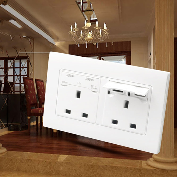 Three-hole USB power socket type 86, UK plug