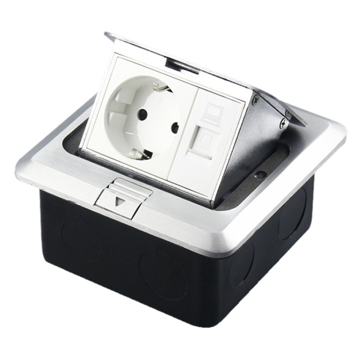 Pop-up Aluminum Alloy Hidden Computer Floor Socket with Bottom Cover Box, EU Plug