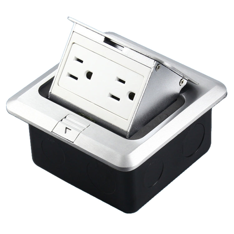 Pop-up Aluminum Alloy Hidden Computer Floor Socket with Bottom Cover Box, US Plug