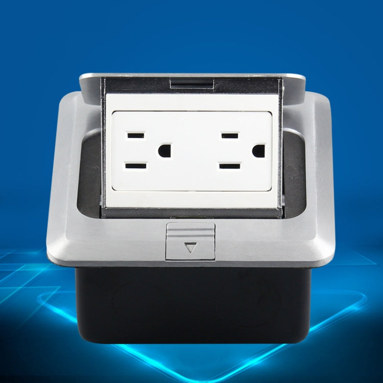 Pop-up Aluminum Alloy Hidden Computer Floor Socket with Bottom Cover Box, US Plug