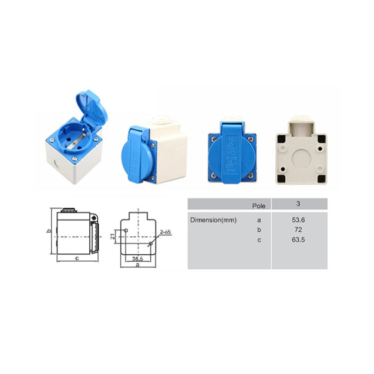 Presa impermeabile esterna IP44 con coperchio 16A 250V