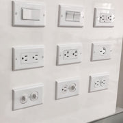Dual USB PC Power Socket Switch, US Plug, White Square Socket with UL Leakage Protection 20A, 20A Leakage Protection