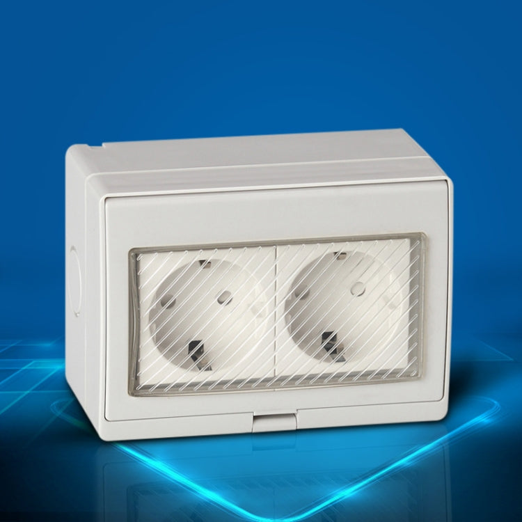 IP55 Waterproof Double Connection Outdoor Socket, European Plug