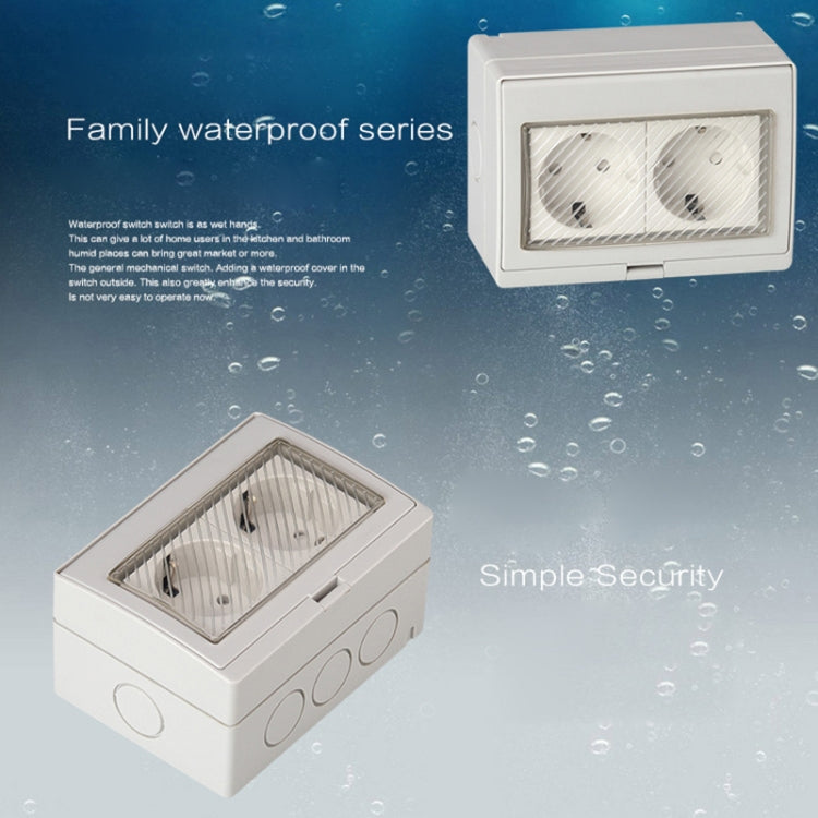 IP55 Waterproof Double Connection Outdoor Socket, European Plug