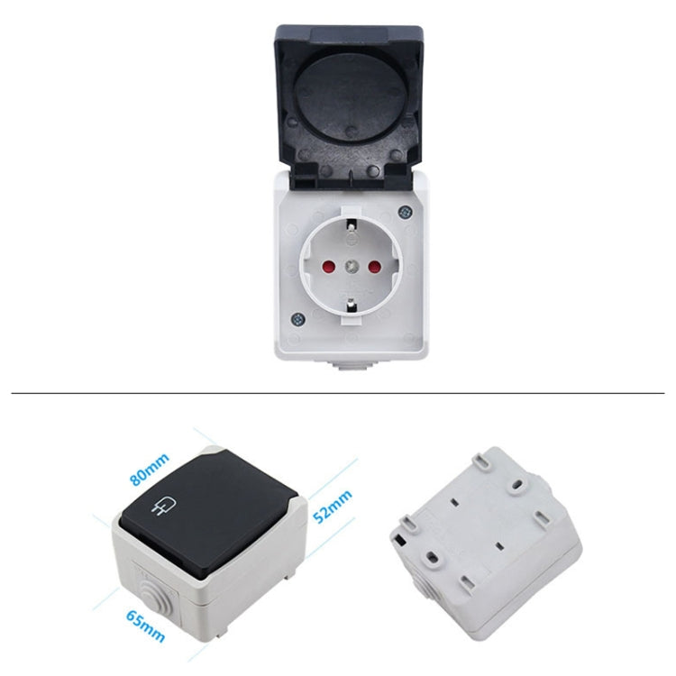 IP44 Waterproof Outdoor Socket with Cover, EU Plug