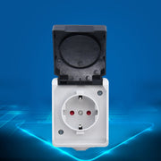 IP44 Waterproof Outdoor Socket with Cover, EU Plug