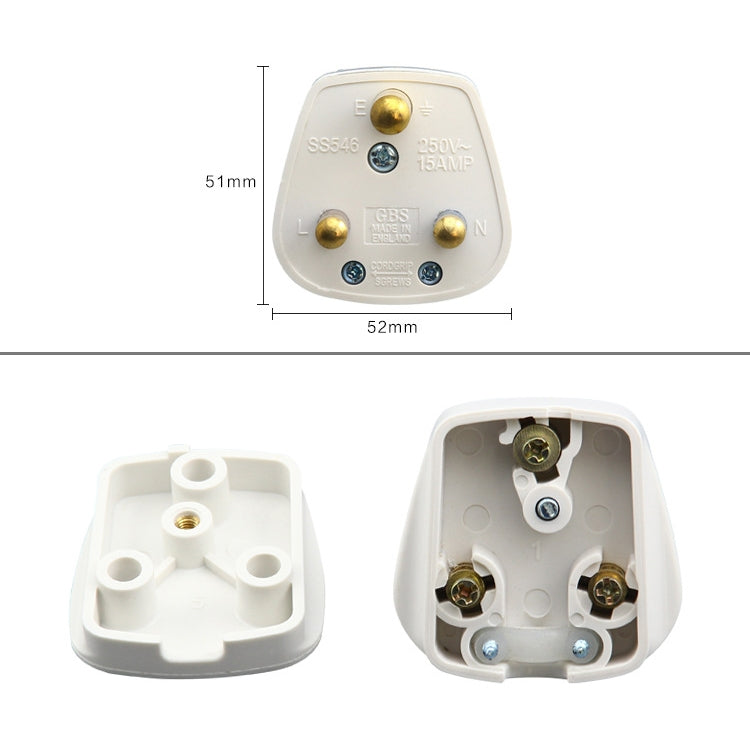 15A Power Plug with Three Pin Barrel, UK Socket