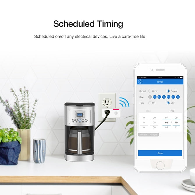 SA-004 10A EWeLink APP Remote Timing WiFi Smart Socket Works with Alexa and Google Home, US Plug