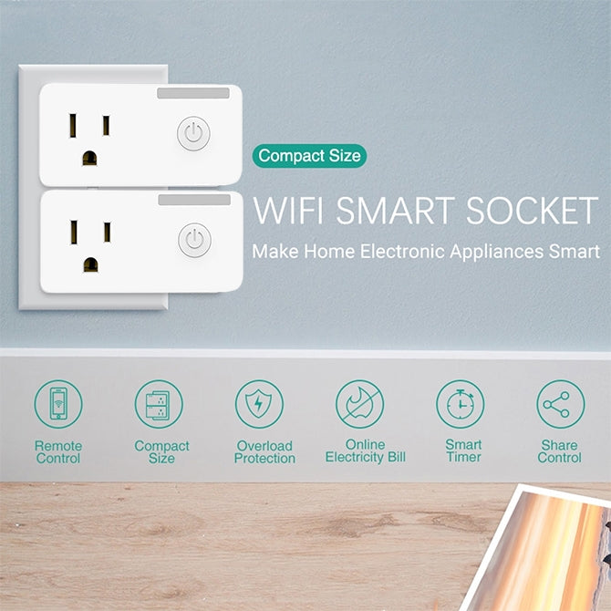 SA-004 10A EWeLink APP Remote Timing WiFi Smart Socket Works with Alexa and Google Home, US Plug