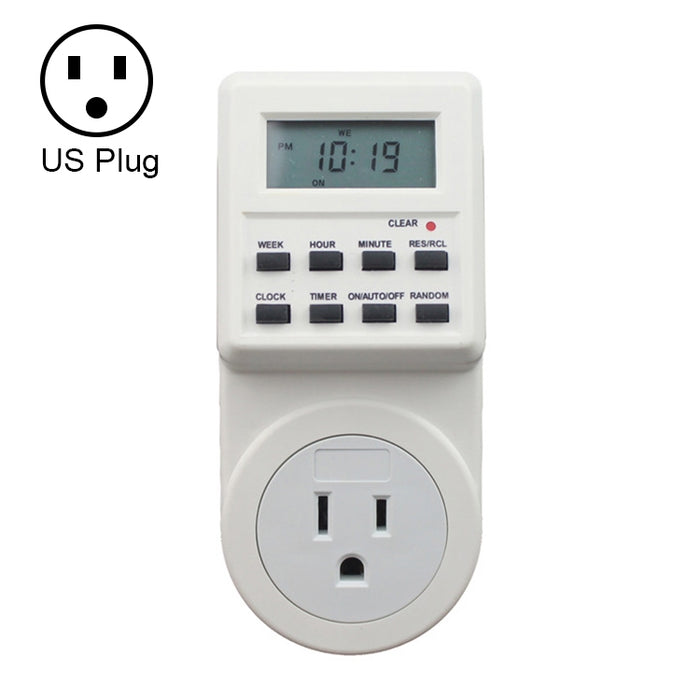 AC 120V Smart Home Plug-in Display LCD Orologio Funzione ora legale 12/24 ore Presa interruttore timer modificabile, spina americana, AC 120V US Plug