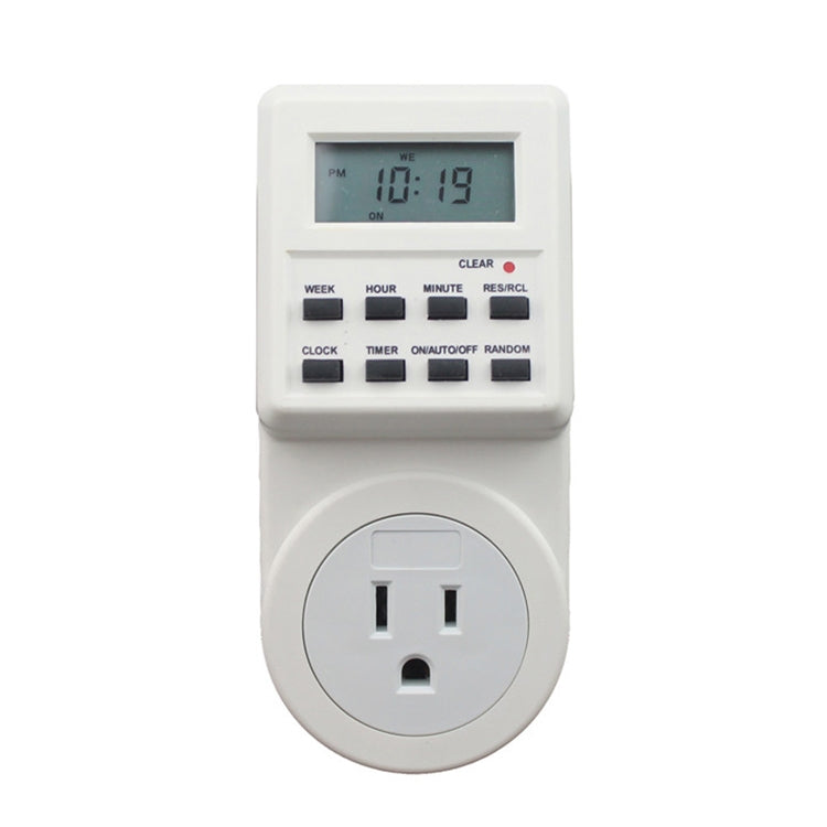 AC 120V Smart Home Plug-in LCD Display Clock Daylight Saving Time Function 12/24 Hours Changeable Timer Switch Socket, US Plug, AC 120V US Plug