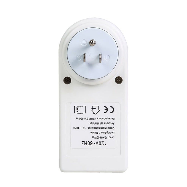 AC 120V Smart Home Plug-in LCD Display Clock Daylight Saving Time Function 12/24 Hours Changeable Timer Switch Socket, US Plug, AC 120V US Plug