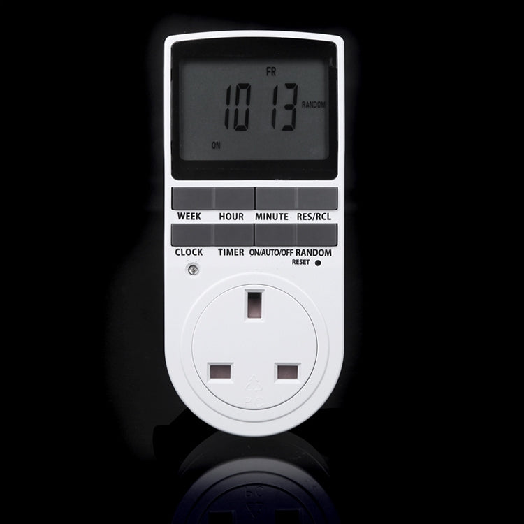 AC 230V Smart Home Plug-in Display LCD Orologio Funzione ora legale 12/24 ore Presa interruttore timer modificabile, spina UK, AC 230V UK Plug