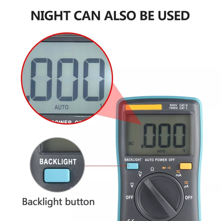 ZT98 CAT III 600V 2000 Counts Portable Digital Multimeter AC/DC Current Voltage Tester Backlit with LCD Screen and Stand, ZT98