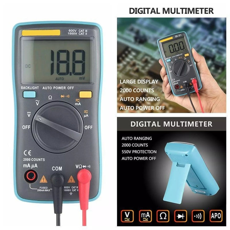 Multimetro digitale portatile ZT98 CAT III 600V 2000 conteggi Tester di tensione corrente CA/CC retroilluminato con schermo LCD e supporto, ZT98