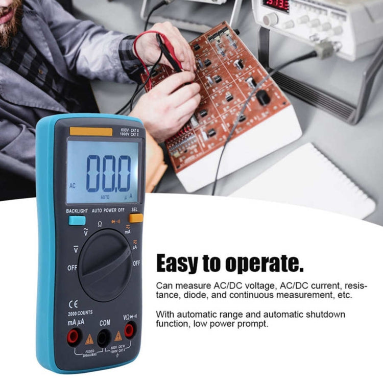 ZT98 CAT III 600V 2000 Counts Portable Digital Multimeter AC/DC Current Voltage Tester Backlit with LCD Screen and Stand, ZT98