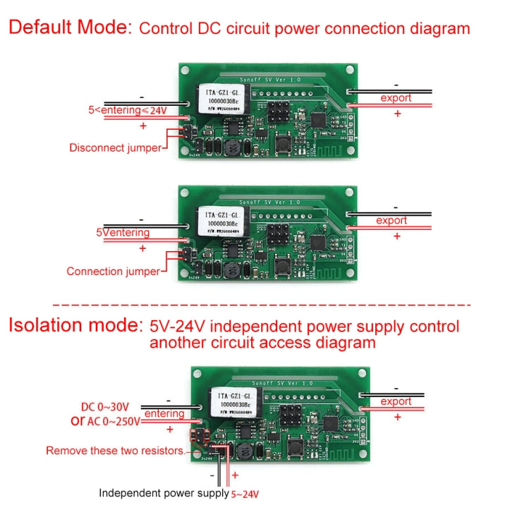 Sonoff SV 10A Modulo relè intelligente con temporizzazione remota WiFi a canale singolo Funziona con Alexa e Google Home, Supporta iOS e Android, DC 5V-24V, 5V-24V