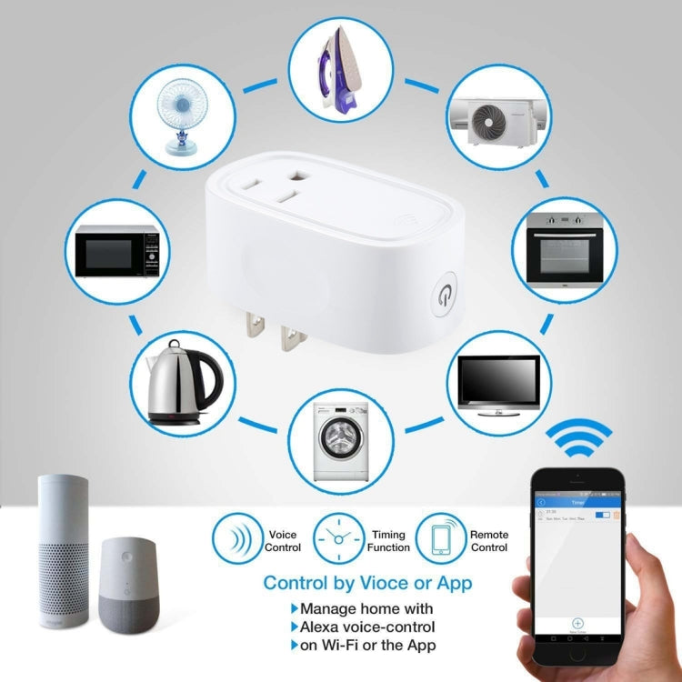 JH-G09U 15A 2.4GHz WiFi Control Hubless Smart Home Power Socket Works with Alexa and Google Home, AC 100-240V, US Plug, JH-G09U