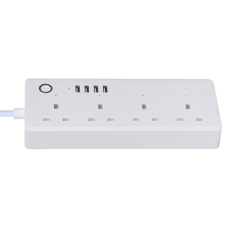 4 USB Ports + 4 UK Jack Sockets Max Output 13A WiFi Remote Control Smart Power Socket Works with Alexa and Google Home, AC 100-240V, UK Plug