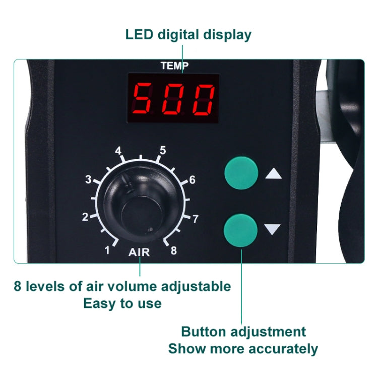 Pistola ad aria calda con display a LED YIHUA 858D AC 220V a temperatura regolabile, 858D