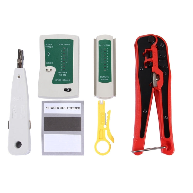 WLXY 4 in 1 Portatile Crimpatrice Stripper Punch Down Wire Line Detector Kit di strumenti per tester per cavi di rete Ethernet, 4 in 1