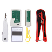WLXY 4 in 1 Portatile Crimpatrice Stripper Punch Down Wire Line Detector Kit di strumenti per tester per cavi di rete Ethernet, 4 in 1