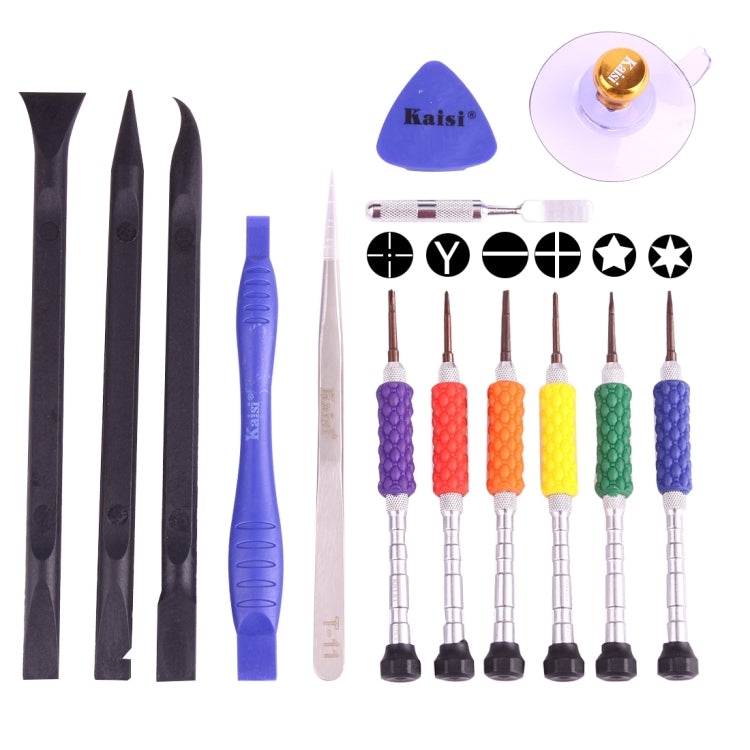 K-T3601 14 in 1 (6 Screwdrivers + 1 Tweezers + 1 Stainless Steel Spudger + 1 Anti-static Spudger + 3 146 Spudgers + 1 Suction Cup + 1 Triangle Opener) Professional Multi-Purpose Opening Tool Set for iPhone, Samsung, Xiaomi and Other Phones