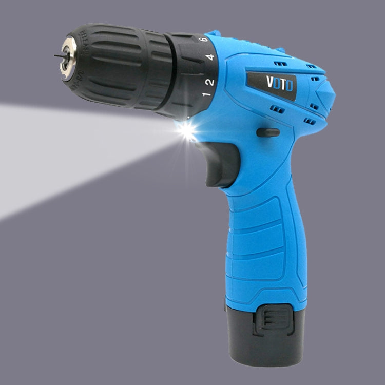 VOTO 12V Regolazione continua della velocità Set di trapani manuali ricaricabili Trapano elettrico con luce LED, CA 220V, Spina USA, Consegna colore casuale, 12V Single Speed Plastic Box Package