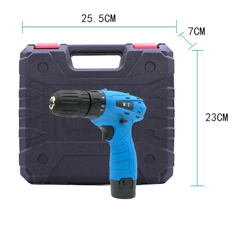 VOTO 12V Regolazione continua della velocità Set di trapani manuali ricaricabili Trapano elettrico con luce LED, CA 220V, Spina USA, Consegna colore casuale, 12V Single Speed Plastic Box Package