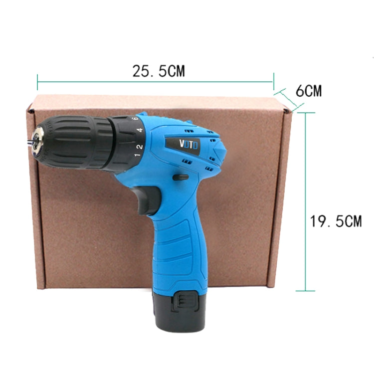 VOTO 12V Regolazione continua della velocità Set di trapani manuali ricaricabili Trapano elettrico con luce LED, CA 220V, Spina USA, Consegna colore casuale, 12V Single Speed Paper Box Package