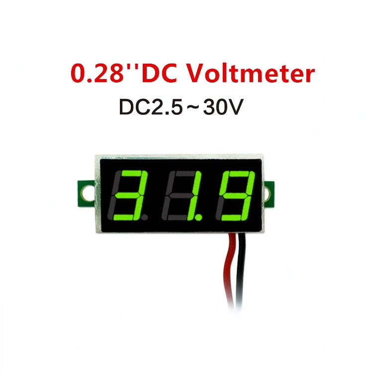 10pcs 0.28 inch 2-wire Adjustable Digital Voltage Meter, Color Light Display, Measuring Voltage: DC 2.5-30V