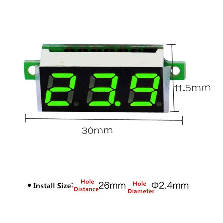 10pcs 0.28 inch 2-wire Adjustable Digital Voltage Meter, Color Light Display, Measuring Voltage: DC 2.5-30V