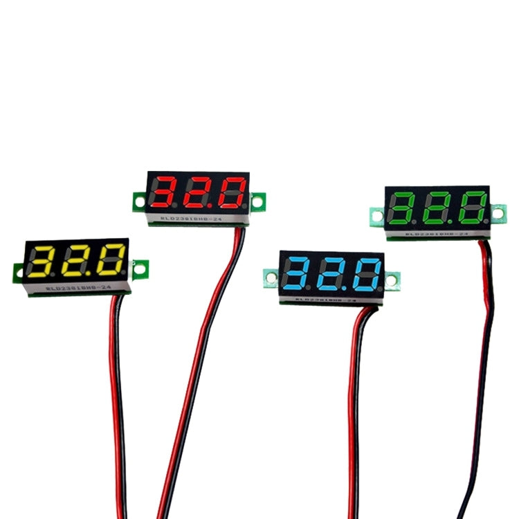 Misuratore di tensione digitale regolabile da 10 pezzi da 0,28 pollici a 2 fili, display con luce a colori, tensione di misurazione: DC 2,5-30 V