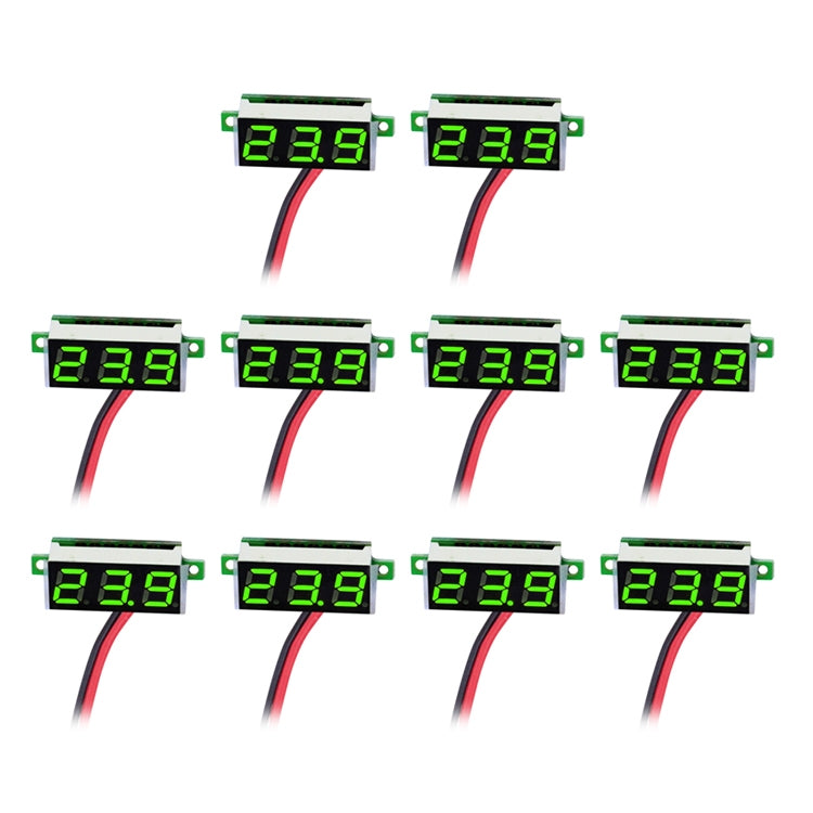 10pcs 0.36 inch 2-wire digital voltage meter, color light display, measuring voltage: DC 2.5-30V