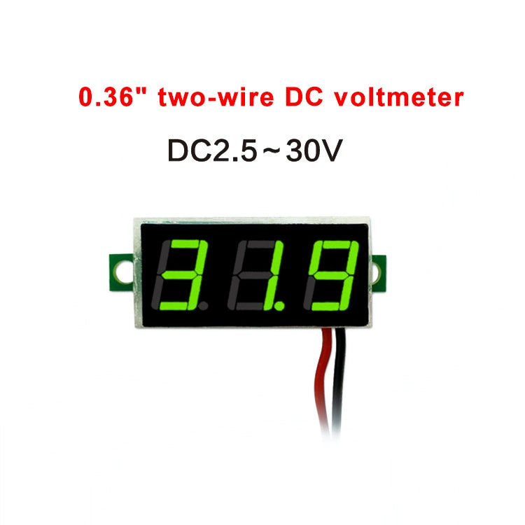 Misuratore di tensione digitale a 2 fili da 10 pezzi da 0,36 pollici, display con luce a colori, tensione di misurazione: DC 2,5-30 V