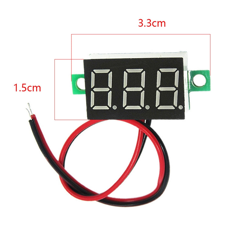 Misuratore di tensione digitale a 2 fili da 10 pezzi da 0,36 pollici, display con luce a colori, tensione di misurazione: DC 2,5-30 V