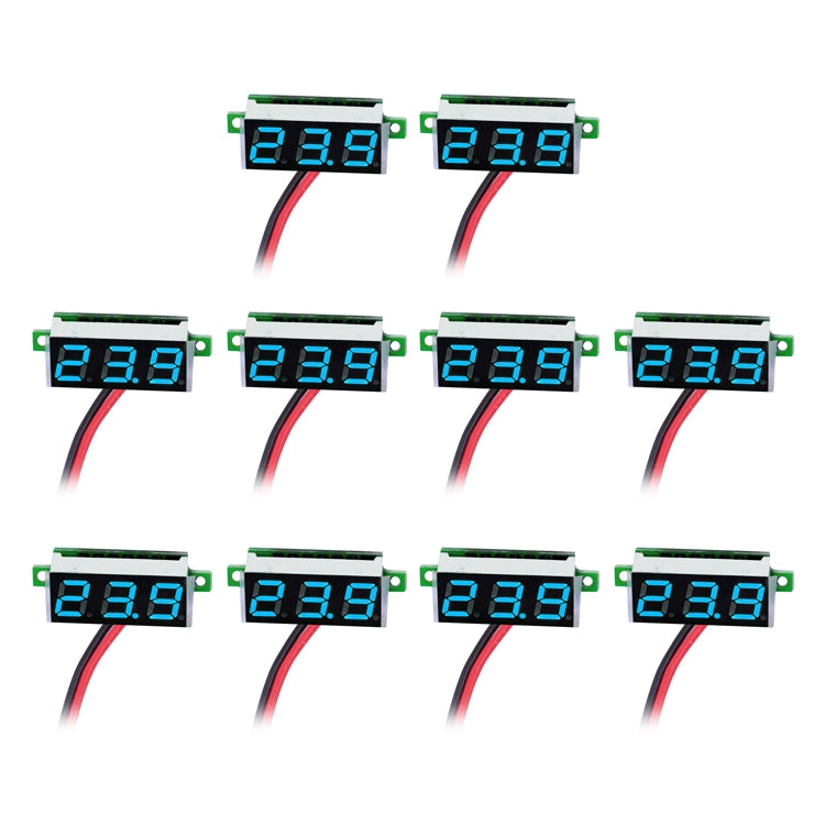 10pcs 0.36 inch 2-wire digital voltage meter, color light display, measuring voltage: DC 2.5-30V